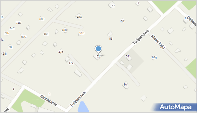 Młynarze, Tulipanowa, 51, mapa Młynarze