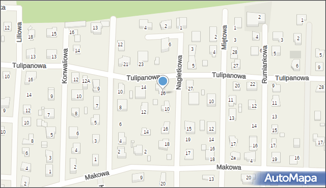Modrzyca, Tulipanowa, 16, mapa Modrzyca