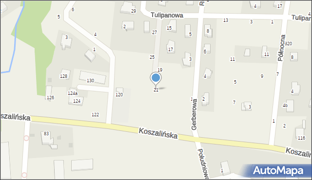 Mścice, Tulipanowa, 21, mapa Mścice
