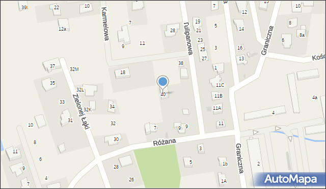 Nadarzyn, Tulipanowa, 40, mapa Nadarzyn