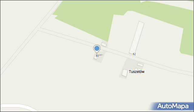 Niwiski, Tuszetów, 60, mapa Niwiski