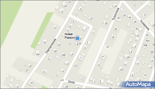 Nowe Pieścirogi, Turkusowa, 6, mapa Nowe Pieścirogi