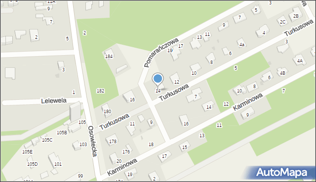 Odrano-Wola, Turkusowa, 14, mapa Odrano-Wola