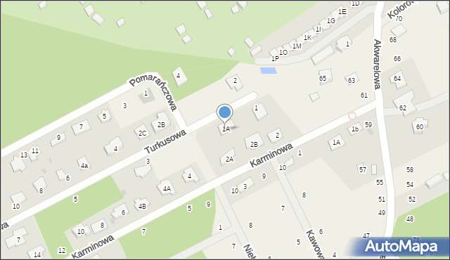 Odrano-Wola, Turkusowa, 1A, mapa Odrano-Wola
