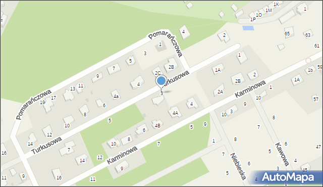 Odrano-Wola, Turkusowa, 3, mapa Odrano-Wola