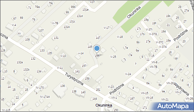 Okuninka, Turystyczna, 155, mapa Okuninka