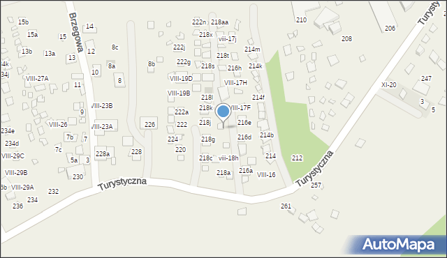 Okuninka, Turystyczna, 218h, mapa Okuninka