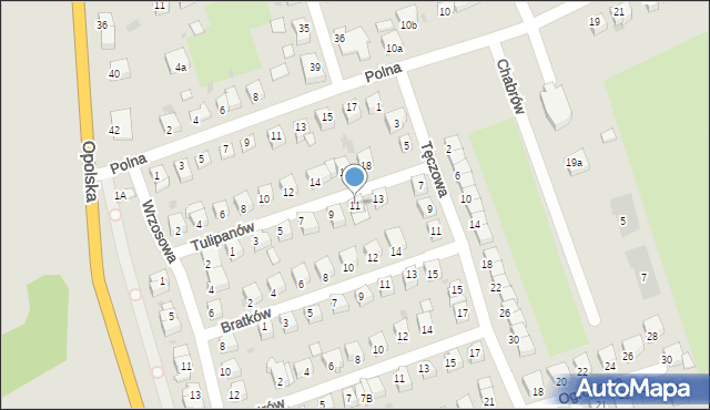 Oława, Tulipanów, 11, mapa Oława