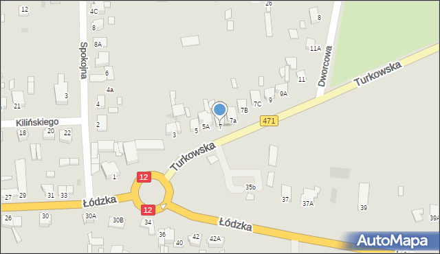 Opatówek, Turkowska, 7, mapa Opatówek