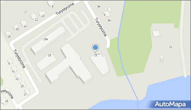 Ostróda, Turystyczna, 13, mapa Ostróda