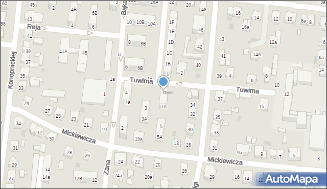 Ostrów Wielkopolski, Tuwima Juliana, 7B, mapa Ostrów Wielkopolski