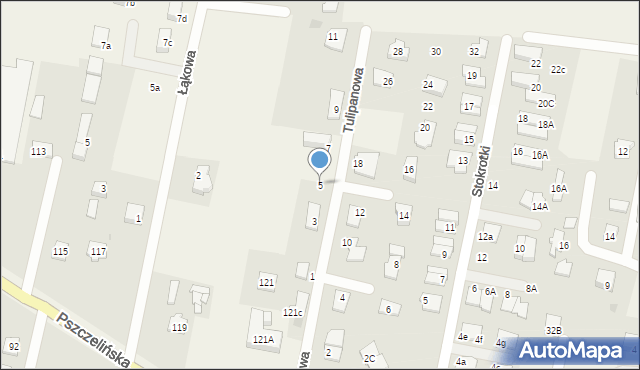 Otrębusy, Tulipanowa, 5, mapa Otrębusy