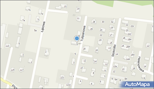 Otrębusy, Tulipanowa, 7, mapa Otrębusy