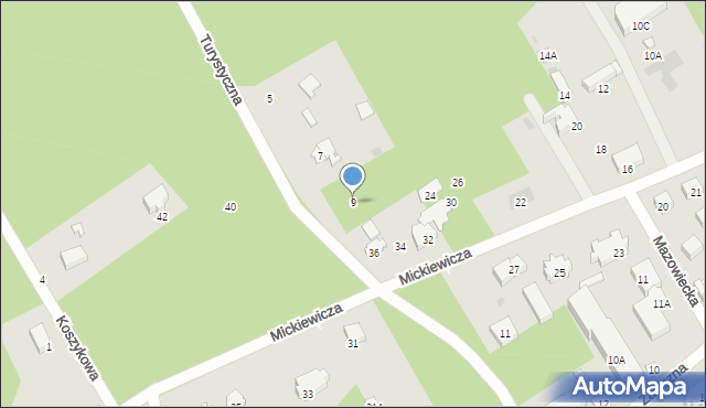 Otwock, Turystyczna, 9, mapa Otwock