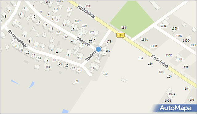 Parczew, Tuwima Juliana, 3, mapa Parczew