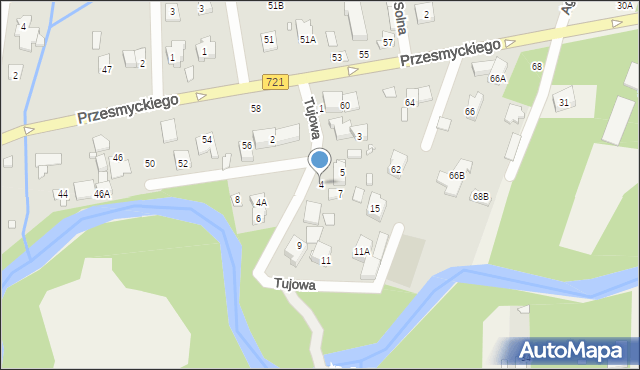 Piaseczno, Tujowa, 4, mapa Piaseczno