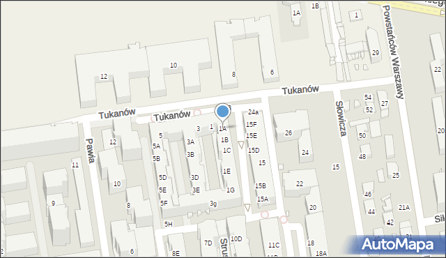 Piaseczno, Tukanów, 1A, mapa Piaseczno