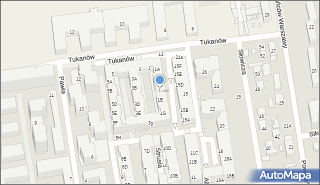 Piaseczno, Tukanów, 1D, mapa Piaseczno