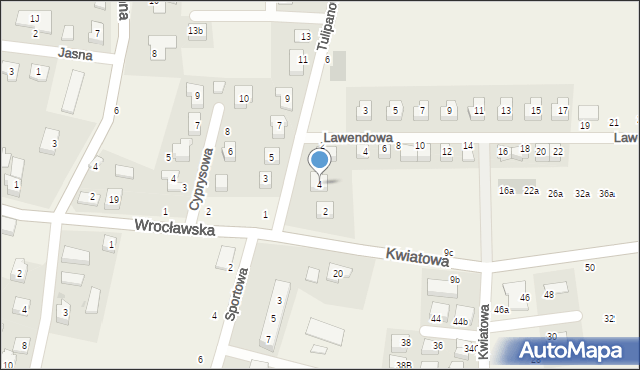 Piecowice, Tulipanowa, 4, mapa Piecowice