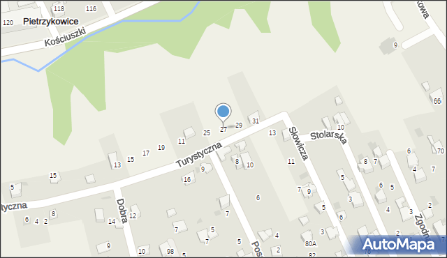 Pietrzykowice, Turystyczna, 27, mapa Pietrzykowice