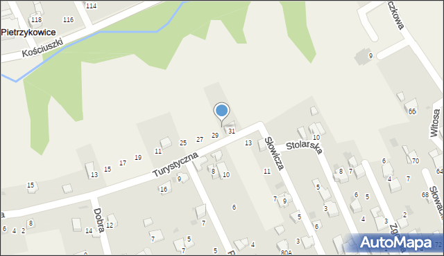 Pietrzykowice, Turystyczna, 9, mapa Pietrzykowice