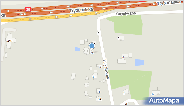 Piotrków Trybunalski, Turystyczna, 7a, mapa Piotrków Trybunalski