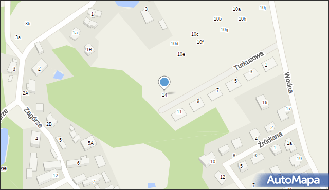 Płoty, Turkusowa, 14, mapa Płoty