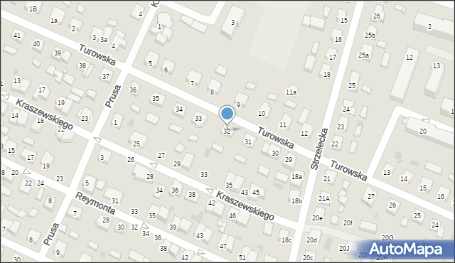 Pniewy, Turowska, 32, mapa Pniewy