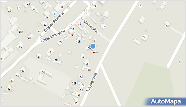 Przedbórz, Turystyczna, 10A, mapa Przedbórz