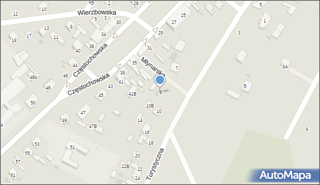 Przedbórz, Turystyczna, 8, mapa Przedbórz