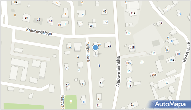 Puszczykowo, Tulipanowa, 1, mapa Puszczykowo