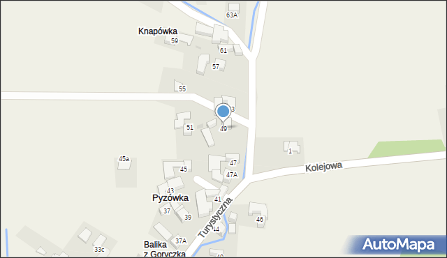 Pyzówka, Turystyczna, 49, mapa Pyzówka