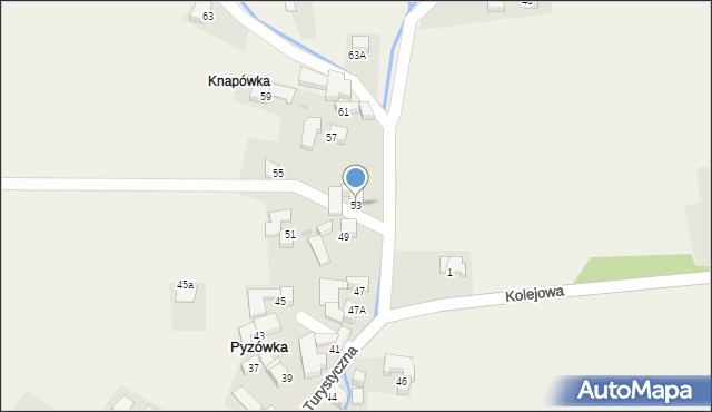 Pyzówka, Turystyczna, 53, mapa Pyzówka