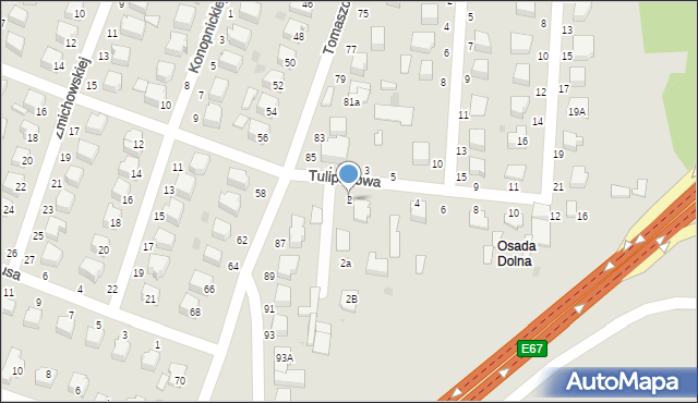 Rawa Mazowiecka, Tulipanowa, 2, mapa Rawa Mazowiecka