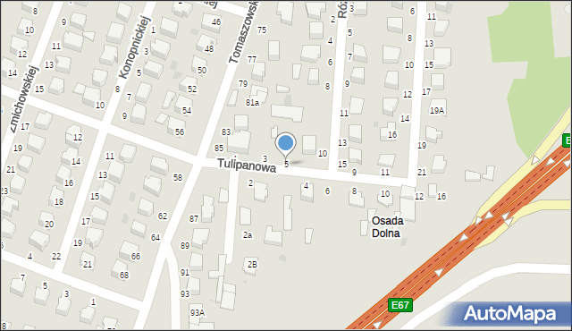 Rawa Mazowiecka, Tulipanowa, 5, mapa Rawa Mazowiecka