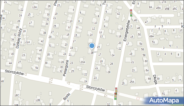 Rybnik, Tulipanów, 18, mapa Rybnika