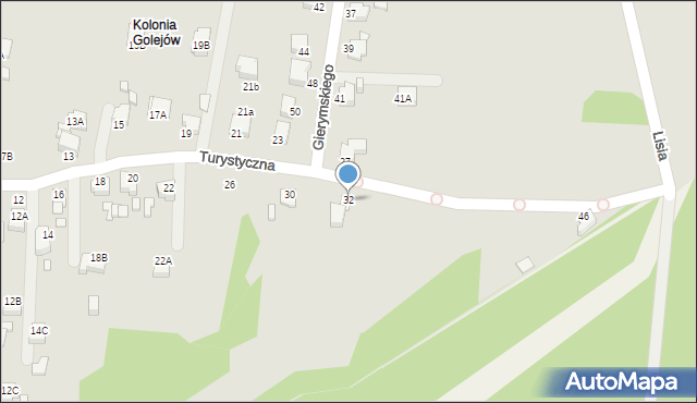 Rybnik, Turystyczna, 32, mapa Rybnika