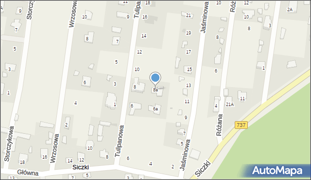 Siczki, Tulipanowa, 8a, mapa Siczki