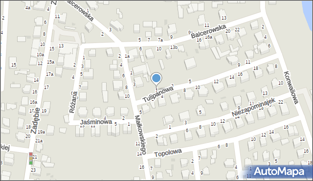 Skierniewice, Tulipanowa, 1, mapa Skierniewic