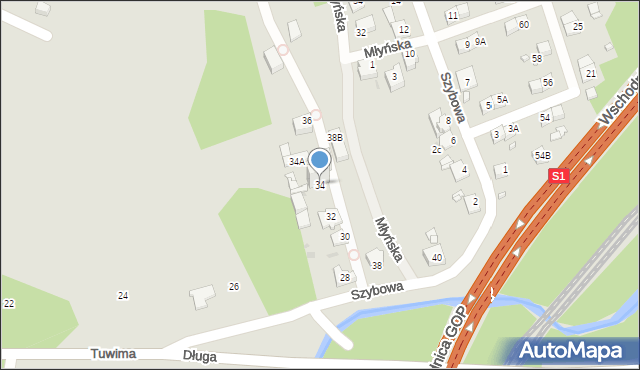 Sosnowiec, Tuwima Juliana, 34, mapa Sosnowca