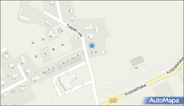 Stare Bielice, Tulipanowa, 2, mapa Stare Bielice