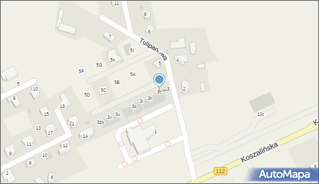 Stare Bielice, Tulipanowa, 3c, mapa Stare Bielice