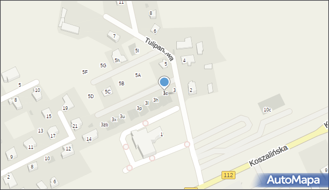 Stare Bielice, Tulipanowa, 3d, mapa Stare Bielice