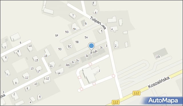 Stare Bielice, Tulipanowa, 3l, mapa Stare Bielice