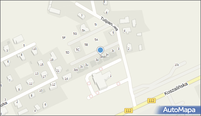 Stare Bielice, Tulipanowa, 3m, mapa Stare Bielice