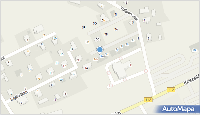 Stare Bielice, Tulipanowa, 3y, mapa Stare Bielice