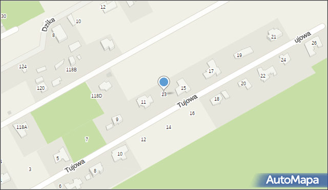 Strzeniówka, Tujowa, 13, mapa Strzeniówka