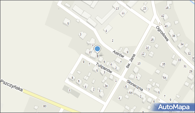 Suszec, Tulipanów, 8, mapa Suszec