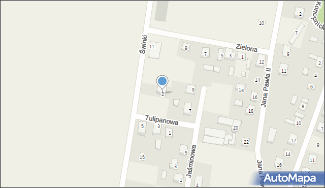 Świnice Warckie, Tulipanowa, 2, mapa Świnice Warckie