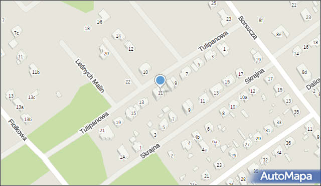 Szczecin, Tulipanowa, 11, mapa Szczecina